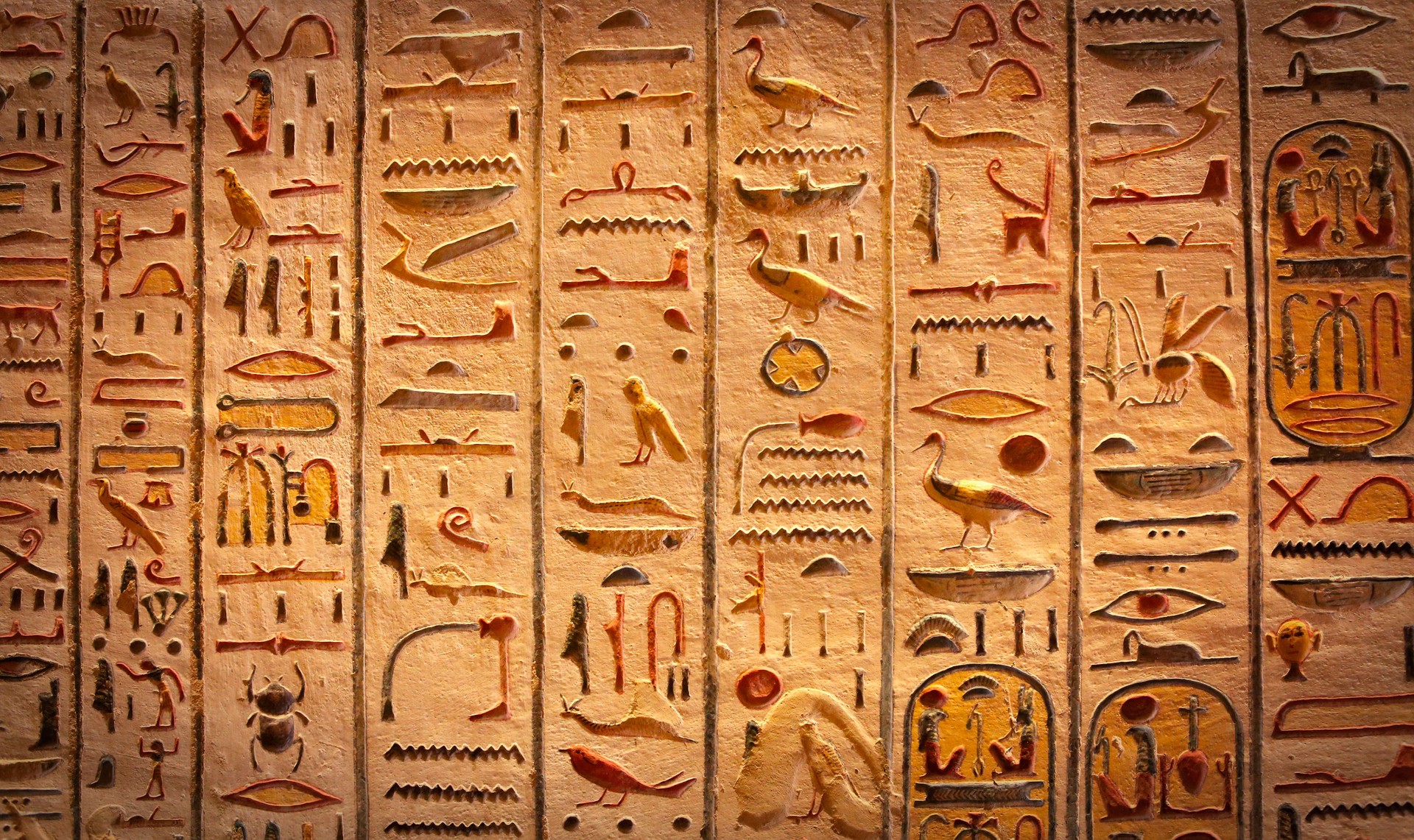 Detail of Egyptian hieroglyphs in Luxor