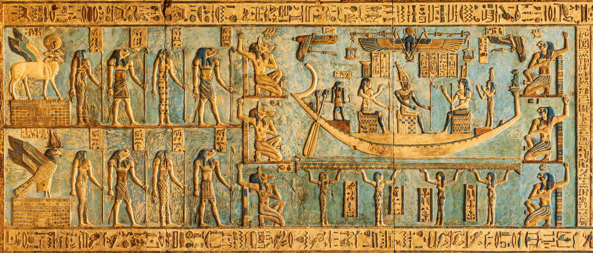 Detail of ceiling panels inside Temple of Hathor at Dendera